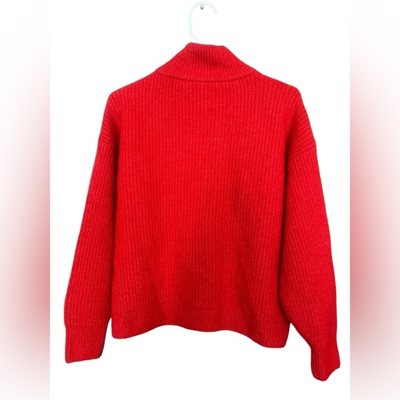Vince Camuto Women’s Half Zip Pullover Ribbed Knit Sweater, Size L, Color Red m. - Picture 5 of 9